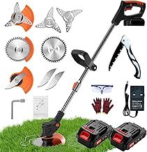 Cordless Garden Strimmer - 3-in-1 Blade, 2 x 21V 2000 mAh Batteries, Electric Grass Trimmer for Garden & Lawn Weeding
