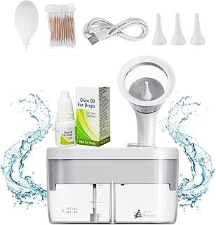 2025 Upgraded Electric Ear Wax Removal Irrigation Cleaner by NanaCare UK with Free Natural Olive Oil Ear Drops|Ear Washing & Earwax Cleaning Remover Kit| Includes Cotton Swabs, Ear Vacuum Bulb