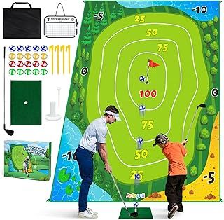 Dr.Rapeti 70 x 60 inch Golf Chipping Game Mat, Golf Practice Set for Kids, Include Play Mat, Hitting kits for Home Backyard Office Indoor Outdoor