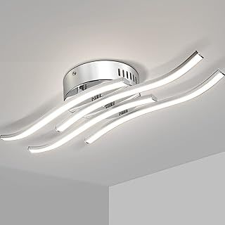 Ceiling Light, Modern Ceiling Design Curved Ceiling Lights, 24W Light Fitting with 4 Built-in LED Boards Natural White 4000K for Living Room, Bedroom, Kitchen, Hallway and Office