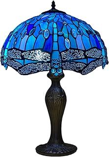 Auroh Tiffany Style Table Lamp Handcrafted 16 inch Stained Glass Lamp Shades Antique Design Stunning Quality Desk Lamp for Living Room Bedroom Bedside Lamps Coffee Table (TFTL-1607)
