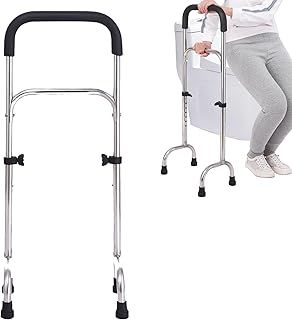 Walking Stick for Elderly, Multifunctional Standing Aid Frame, Adjustable Four Leg Wide Base Stable Stainless Steel Canes Standing Mobility Aid