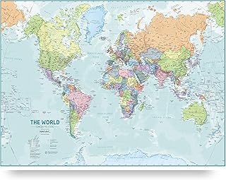 Large World Wall Map for Kids - Educational Poster Learning - Updated 2024 - Laminated - 122 x 91.4cm - 48 x 36" - Maps International