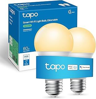 Tapo L510E (2-Pack) E27 Smart Bulb, Alexa Light Bulb, WiFi Smart Light Bulb, Dimmable, 8.3W (60W), Schedule & Timer, Away Mode, Energy Saving, Preset for Convenience, Voice Control with Alexa & Google