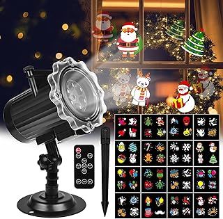 Christmas Projector Lights - 16 HD Slides LED Projector with Remote Control, IP65 Waterproof Xmas Light for Indoor & Outdoor Xmas, New Year