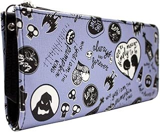 Nightmare Before Christmas Jack and Sally Forever Purse Clutch Coin Pocket & Card Holder, Purple