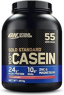 Optimum Nutrition Gold Standard 100% Casein Slow Digesting Protein Powder with Zinc, Magnesium and Amino Acids, Support Muscle Growth & Repair Overnight, Strawberry Flavour, 55 Servings, 1.82 kg