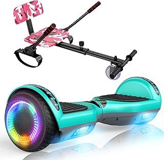SISIGAD Hoverboard and Kart Bundle, 6.5 inch Self Balancing Scooter with Hoverkart, Hoverboards with LED Lights, Ideal Hover Board for Kids Teenagers Adults