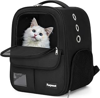 Furpezoo Cat Carrier Backpack,Pet Backpacks for Cats and Dogs, Foldable Portable Cat Bag with Breathable Mesh, Cog Backpack with Wide Comfortable Shoulder Straps and Handle, Holds Pets up to 6 kg,Grey