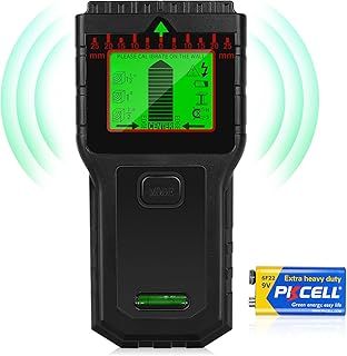 Stud Finder Wall Scanner - 8 in 1 Stud Detector with LCD Display & Audio Alarm, Wire Detector for Wall Wood AC Wire Metal Studs Cable Joist Pipe Detection (Black)