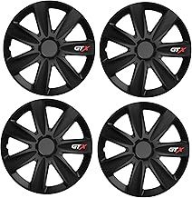 15" 4 x Alloy Look Black GTX Multi-Spoke Wheel Trims Hub Caps Covers Protectors Black Silver (4)