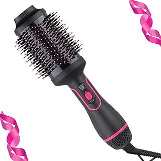 Hair Dryer Brush-Hot Air Brush with Blow Dryer Brush One-Step Hair Dryer and Volumizer, Air Curler, Hair Dryer, Hair Straighteners, Hair Wrapper,4 in 1 Hot Air Styling Brush（Pink Black）