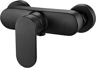 Namuoto Shower Mixer Taps Bar Black Wall Mounted Shower Mixer Tap Brass Manual Shower Faucet, Control Switch Bath Tap for Cold and Hot Water, G1/2" Outlet