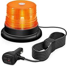 AnTom LED Beacon Light, 12V-24V Amber LED Warning Safety Flashing Beacon Lights with Magnetic and 3 Meters Straight Cord for Vehicle Forklift Truck Tractor Golf Carts UTV Car Bus