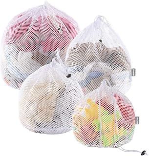 Yoassi Mesh Laundry Washing Bags, 4 Set Thicker Net Laundry Wash Bags for Washing Machine, Delicates Laundry Bags with Drawstring for Underwear, Sock, Bra, Travel