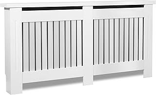Radiator Cover Extra Large, White Radiator Cover, Vertical Slatted Modern Radiator Covers MDF Wood Cabinet Shelf Heating Covers For Living Room, Hallway (19D x 172W x 83.2H CM)