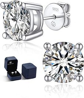 MomentWish Moissanite Earrings/18ct Gold Earrings, 1-4 Carat Sterling Silver Studs Earring Hypoallergenic Simulated Diamond Sparkly Solitaire Gift Valentine's Day for Women Men 5/6.5/8mm