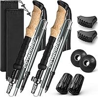 COVACURE 2025 New Upgrade Walking Poles, 2pcs Collapsible Ultralight Aluminum Folding Walking Sticks with EVA Cork Handle for Seniors Women Men (110-130cm)