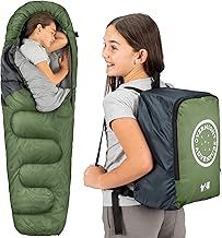 Trail Kids Sleeping Bag Mummy Shape 3 Season Camping 300gsm Boys Girls with Lightweight Rucksack Bag