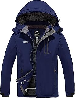 Wantdo Men's Hooded Winter Coat Windproof Snowboarding Jacket Mountain Ski Windbreaker Waterproof Hiking Jacket