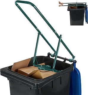 Relaxdays Rubbish Press for Wheelie Bins, Household Waste Compressor, Manual, Recycling Compactor, Steel, Green, 1 Item