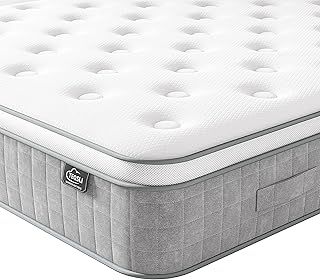 TeQsli King Mattress 5FT, 10 Inch Medium Firm Gel Memory Foam Pocket Sprung Hybrid Mattress Orthopedic King for Pressure Relief Motion Isolation - Edge Support OEKO-TEX 100 150x200x25cm