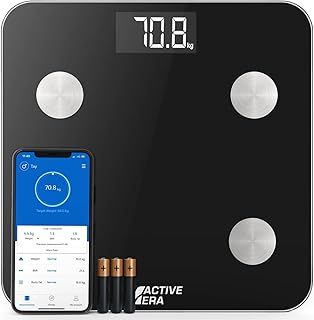 Smart Body Fat Scales - Bluetooth Digital Bathroom Scales with 15 Essential Features - High Precision Body Weight, Body Mass Index (BMI), Visceral Fat - Free Smartphone App (Black)