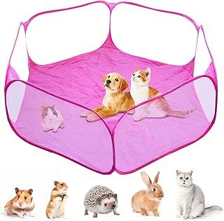 Foldable Guinea Pig Playpen Run Indoor,Breathable Hamster Playpen for Syrian Hamsters,Portable Small Animal Playpen,Pet Pop Up Play Pen Outdoor for Gerbil Dwarf Rat Chinchilla Hedgehogs