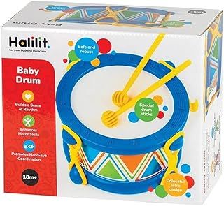 Halilit Children's 14cm Drum. Light & Robust Kids Toy Musical Instrument. Promotes Hand-Eye Coordination & Motor Skills. 18 months+ (Colours Vary) (Halilit Baby Drum)