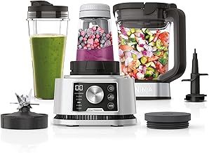 Ninja Foodi Power Nutri Blender 3-in-1, Blend Smoothie Bowls, Thick Spreads & Frozen Drinks, Automatic Programs, 2.1L Jug, 700ml Cup & 400ml Bowl with with Power Paddle, 1200W, Silver CB350UK