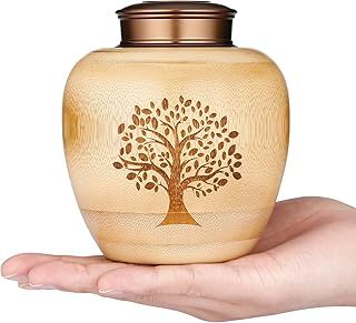 Small Urns for Human Ashes Adult Male Female,Small Keepsake Urns for Human Pet Ashes Tree of Life Pattern Engraved,Memorial Cremation Urns for Human Ashes Adult Female Male Made of Bamboo