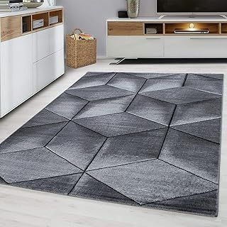 viceroy bedding Rug CUBIC Modern Design Black Grey Charcoal Rugs Living Room Extra Large Size Soft Touch Short Pile Style Carpet Area Rugs Non Shedding (160cm x 230cm (5.5ft x 7.5ft))