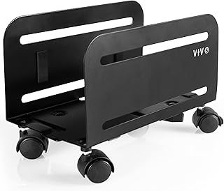VIVO Computer Tower Desktop ATX-Case, CPU Steel Rolling Stand, 4.7 to 8.2 inch Wide Adjustable Mobile Cart Holder with Locking Caster Wheels, Gaming PC Holder, Black, CART-PC01…