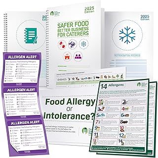 Safer Food Better Business 2025, Food Safety Book for Caterers, 13 Month Diary, Fridge Temperature Records, Allergen Labels & Posters - SFBB Food Safety Pack for Restaurants, Takeaways, Pubs, Cafes