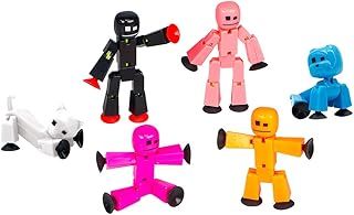 Zing Stikbot Family Pack, Set of 4 Stikbots, 1 Srtikbot Cat and 1 Stikbot Dog, Collectable Action Figures, Create Stop Motion Animation