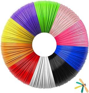 3D Pen PLA Filament 1.75 mm, 10 Colours, 5 m each, 3D Pen Refill Packs Set, 3D Pen Accessories for Children and Adults Starter Set, 3D Pen Filament for 3D Printer Pen