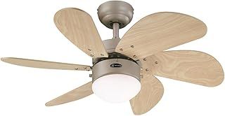 Westinghouse Ceiling Fans 78158 Turbo Swirl One 76 cm Six Indoor Ceiling Fan, Opal Frosted Glass, wood, Titanium Finish with Light Maple Blades