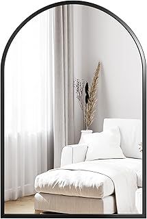 Dripex 60 x 90cm Arched Mirror, Arched Wall Mounted Mirror Home Decorative Bathroom Bedroom Living Room Dressing, Black