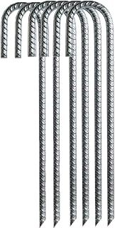 Steel Ground Stakes Heavy Duty Galvanized Steel J Hooks Anchors, Garden Stake Pegs for Camping Tents Trampoline Canopies Animals Playset Sheds Car Ports Swing Sets (12 inch,6pack)