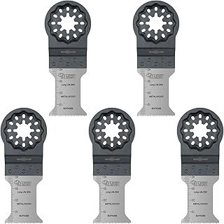 5 x SabreCut SCFN35B_5 35mm x 40mm Bimetal (BIM) Long Life 18 TPI Multi Tool Blades for Bosch Fein Starlock/Starlock Plus and Starlock Max Multi Tool Fitting System and Accessories