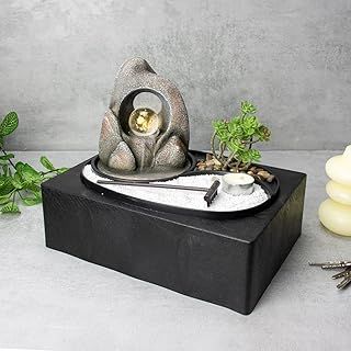Well Being Zen Garden Water Fountain with LED Spinning Ball - Indoor UK Mains