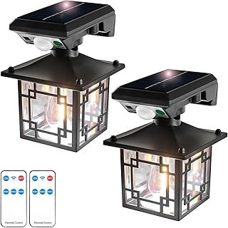 T-SUN Halloween 2 Packs Solar Outdoor Wall Lights with Sensor, Solar Lights Outdoor Garden Retro Lantern with 6000K 3 Lighting Modes Solar Outdoor Lights for Garden Fence Garage Front (Integrated)
