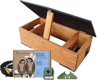 Green Feathers Deluxe Hedgehog House & Wired 700 TVL Outdoor Camera Kit, Includes Eco-Friendly Nest Box House and Extension Lead (Wired Camera & Hedgehog Feeder, UK Power Supply)