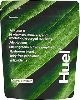 Huel Daily Greens, 255g, 30 Servings, Vegan Superfood Greens Powder, with Carrots, Broccoli, Spinach, Green Tea, Kale, Spirulina and More, Rich in Probiotics, Vitamins, Adaptogens, and Minerals