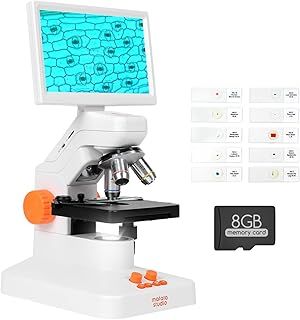 MatataStudio MT3-2 7" LCD Digital Microscopes for Kids Adults 1200x Electron Science Biological Microscope USB & HDMI with X-Y Stage, Slide Sets, LED Lights for School Classroom Lab Family Education