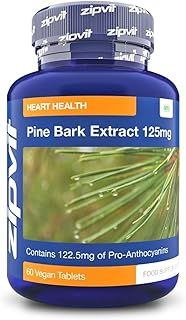 Zipvit Pine Bark Extract 125mg, High Strength Supplement, 95% Proanthocyanides, 60 Vegan Tablets, 2 Months Supply