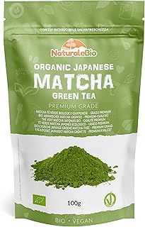 NaturaleBio Japanese Organic Matcha Green Tea Powder - Premium Grade-100g. Produced in Japan, Uji, Kyoto. Use for Drinking, Cooking, Baking, Smoothie Making and with Milk. Vegan & Vegetarian Friendly