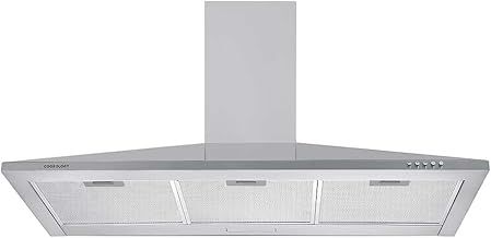 CH100SS-1 Chimney Cooker Hood in Stainless Steel - 100cm Width - Extendable Design - LED Lights - Extractor Fan Kitchen Wall Mounted - A Energy - Air Recirculating