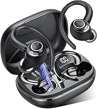 Jesebang Wireless Earbuds, Bluetooth 5.3 Headphones, 2025 Wireless Earphones HiFi Stereo Sound with ENC Mic, Sport Headsets in Ear EarHooks for Running, 40H Dual LED Display, IP7, Black