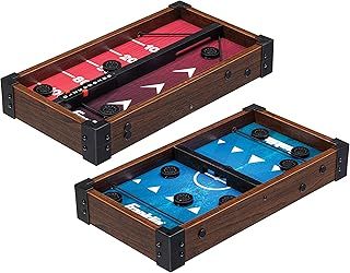 Franklin Sports Shuffleboard and Sling Puck Game - Slingshot Hockey and Shuffleboard Set with Pucks and Game Boards - 8 Mini Pucks and Slings Included